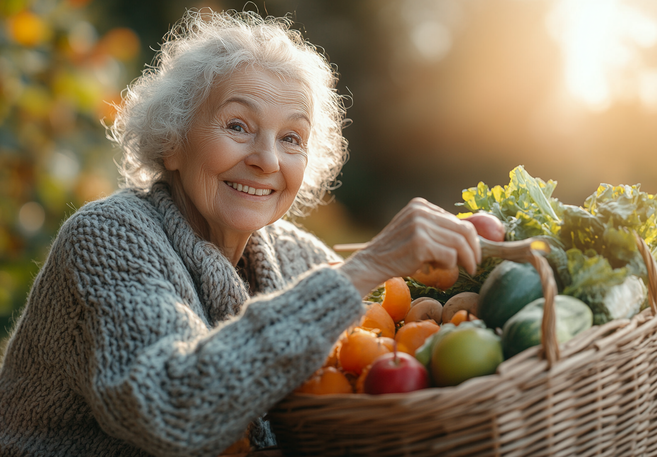 Щаслива пара старшого віку насолоджується здоровою їжею